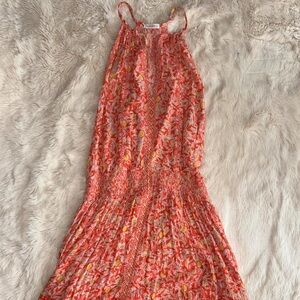 Poupette st Barth, Floral mini Dress in Red and Orange